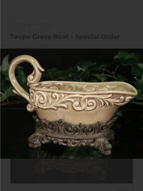 Drake Designs Taupe Gravy Boat and Stand